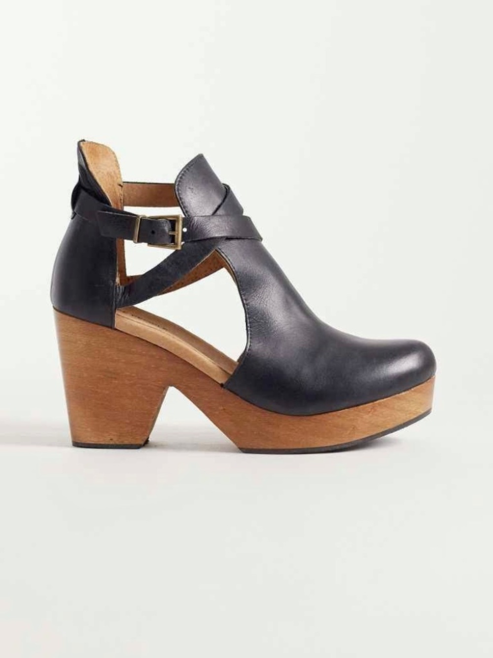 Free People Cedar Leather Platform Clogs Boots - Black Leather | Size 8.5 (39)